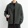 Casaco Cardigan de Lã para Outono e Inverno Masculino, Jaqueta Versátil de Moda Casual em Lã Polar com Gola Alta Masculina, Casaco Masculino
