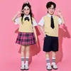 Conjunto de falda plisada de manga corta para porristas para niños y niñas, para eventos deportivos, entradas grupales, recitaciones, actuaciones del Día del Niño, verano