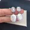 Aretes Baroque de Perlas de Agua Dulce Naturales Zhuji para Mujer, Aretes Baroque Cuadrados de Circonita Cúbica de Alta Gama al por Mayor