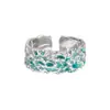 759 Menta Mambo Design de Nicho Textura Textura Irregular Gota de Gel Anel Aberto S925 Prata Esterlina para Mulheres