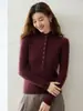 Otoño Nuevo Estilo Simple Cuello Medio Alto Un Botón Tejido de Cachemira para Mujer Ajuste Delgado Suéter Versátil