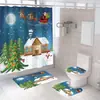 Cortina de ducha transfronteriza Serie Navideña de Amazon Impresión digital 3D Cortina impermeable para baño Suministro directo de fábrica Dropshipping