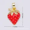 Venta directa del fabricante, al por mayor en stock, joyería de cobre dulce de 18 quilates con colgantes de frutas de fresa y cereza de esmalte de colores