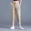 Pantalones de lino y algodón para mujer, pantalones Harlan de cintura alta con bolsillos para verano, pantalones casuales para mujer, pantalones capri de verano para mujer, pantalones para mujer 2023