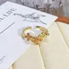 Anel Aberto Gota de Óleo Esmaltado Luz Luxo Alto Padrão Anel Caixa Cega Ao Vivo Vintage Estilo Palácio Flor