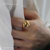 Anillo de gota de agua con diseño líquido estilo hip-hop para mujer y hombre, de acero de titanio universal, resistente a la decoloración, joyería personalizada para la mano, Europa y Estados Unidos.