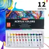 Conjunto de Tinta Acrílica para Grafite Pintado à Mão 24 Cores Pintura de Parede Artística Impermeável 12ml Tinta Acrílica para Pintura Atacado