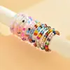 Anel Elástico de Miçangas de Arroz de Cores Misturadas Estilo Japonês e Coreano Moda Elegante Estilo Ins Conjunto de 10 Peças de Anéis Coloridos de Miçangas de Arroz