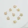 Pingente Coração de Pêssego Flor de Cinco Pétalas Margarida Cruz Flor Formato Flor de Cobre Puro Zircônio 18K Conserva Cor DIY Pulseira Brincos Joias