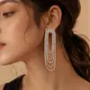 Pendientes Europeos y Americanos de Borlas Exageradas de Moda para Mujer, Elegantes y Lujosos Clavos de Pedrería, Accesorios para Orejas de Moda de Alta Gama