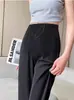 Pantalones de traje de maternidad sin soporte para la barriga, cintura elástica con doble cordón lateral, corte holgado para disimular la forma del cuerpo, adecuados para ir al trabajo y uso casual, pantalones largos de pierna ancha para mujer
