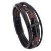 Pulsera de cuero cruzada de Amazon para hombre, multicapa, tejida a mano, con hebilla magnética de PU