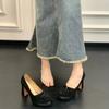 Zapatos Mary Jane Retro Súper Suaves Zapatos de Mujer 2025 Tacones Altos Estilo Nuevo Boca Baja Moño Punta Redonda Estilo Francés