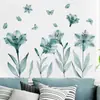 Adesivos de Parede Decorativos Florais Verde Escuro Transfronteiriços para Grandes Áreas de Quarto, Sala de Estar e Paredes de Fundo de Entrada, Autoadesivo de PVC