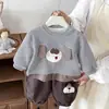 Moletom para Bebê Menino Estilo Outono Super Fofo Manga Longa Calça Casual Novo Estilo Primavera e Outono Conjunto Lindo para Bebê Menino