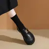 Mocasines de Cuero Suave con Suela Gruesa Estilo Nuevo Primavera 2026 Zapatos Negros de Tacón Grueso con Diseño Único Estilo Británico Zapatos Pequeños de Cuero