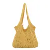 Bolso Tote de Punto Hueco de Gran Capacidad Estilo Nuevo, Bolso de Playa Casual de Moda y con Estilo, Bolso de Hombro Artístico Estilo Bosque