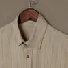 Nueva Camisa Vintage de Rayas para Hombre de Primavera y Otoño con Caída, Estilo Británico Francés, Moda Masculina de Alta Gama, Camisa Elegante