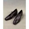 Versão em Pele de Ovelha~Salto Bloco Bico Quadrado Mary Jane Feminino Primavera Estilo Britânico Confortável Boca Rasa Sapatos de Uma Sola Versátil para o Trabalho Sapatos Pequenos de Couro