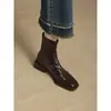 Primer encuentro con Ji Juju, ¡muy cómodo~! Botines Chelsea retro de punta cuadrada, botines ajustados suaves y elásticos, botines cortos de tacón medio-grueso