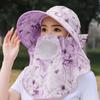 Chapéu de sol de verão com proteção solar, chapéu de sol de seda gelo, protetor solar respirável, aba larga, máscara de proteção para o pescoço, chapéu de sol infantil por atacado