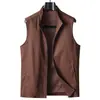 Chal Casual para Hombre 2026 Primavera/Verano Lujo Cuello Alto Cremallera Tejido Lana Sin Mangas Chaqueta Estilo Old Money de Gama Alta