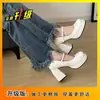 Zapatos Mary Jane de Tacón Grueso de Moda para Mujer, Nuevo Estilo 2025, Suela Gruesa, Zapatos de Cuero Negros que Aumentan la Altura para Mujeres Petites