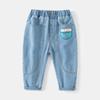 Pantalones de mezclilla para niño con costuras en forma de arco estampadas Primavera Viaje Ocio Deportes Pantalones de mezclilla para niños