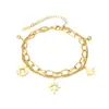 Pulsera Opk Jewelry Moda Personalizada Europea y Americana Doble Cadena Patrón de Fuegos Artificiales Hueco Acero Inoxidable Chapado en Oro Rosa
