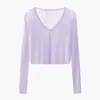 Cárdigan Corto de Seda de Hielo 2026 Ropa Exterior de Verano Cárdigan de Punto Fino Chal para Mujer Combinación con Vestido Camisola Chaqueta Pequeña