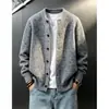 Conjunto estilo marido chaqueta cárdigan de punto americano para hombre sensación de alta gama estilo otoño e invierno perezoso old money suéter retro