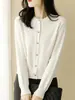 Estilo Otoño e Invierno Estilo Coreano Color Sólido Manga Larga Suéter de Punto para Mujer Elegante Versátil Suéter Albaricoque Talla Única Negro Gris