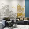 Nuevo estilo chino paisaje atmosférico ático estudio pared de fondo tela papel tapiz sala de estar dormitorio tela de pared clásica mural no tejido