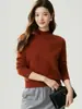 Versátil para el commute~Suéter 100% cachemir para mujer, cuello redondo semialto, corte ajustado, suéter base de cachemir suave y cómodo para otoño e invierno