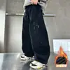 Pantalones de invierno para niño con forro polar, nuevo estilo 2026, para niños mayores, pantalones casuales de primavera y otoño, pantalones de trabajo gruesos de invierno para niño