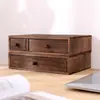Caja de Almacenamiento de Escritorio de Madera Maciza Caja de Almacenamiento de un Solo Nivel Tipo Cajón Caja Organizadora de Cosméticos Tocador Mascarilla Lápiz Labial