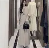 Nuevo vestido de punto casual estilo coreano negro de cuello alto para mujer, atuendo de principios de otoño, vestido largo, talla única