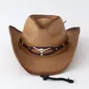 Sombrero de Paja Vaquero de Verano para Mujer Estilo Europeo y Americano, Sombrero Casual para Exteriores con Protección Solar para Hombre, Sombrero de Ala Ancha, Sombrero de Sol, Comercio Exterior