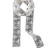 Lenço de Seda com Renda Branco Puro Feminino Vintage Longo Fino Fita Empilhado para Usar Versátil Colar Decorativo Lenço Fita