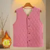 Colete de Veludo Alemão Outono e Inverno para Mulheres, Forrado com Fleece, Espessado e Quente, Colete de Gola V, Roupa para Mãe, Colete de Algodão com Veludo Dupla Face