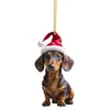 Cross-border New Christmas Fun Dachshund Car Decorações Pingente Acrílico Plano Interior Do Carro Pingente