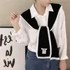 Novo Xale de Malha Fina Estilo Pequeno Luxo Color Block para Mulheres Estilo Coreano Celebridade da Internet Cobertura para Ombros Protetor de Pescoço Xale Gola Falsa Lenço