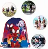 Paquete Pequeño Spider-Man Bolsillo Dos Pequeño Spider-Man Mochila con Cordón para Fiesta de Cumpleaños Infantil Bolsa de Almacenamiento Portátil