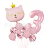 Livro Vermelho Pequeno Estilo Igual Gato Balão Digital Pacote Decoração Festa de Primeiro Aniversário Infantil Coroa Gato Balão de Folha de Alumínio