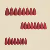 Moda Estilo Ins Europeu e Americano Bico Redondo Unhas Amêndoa Outono e Inverno Fosco Moda Simples Vermelho Escuro Adesivos de Manicure Removíveis 2
