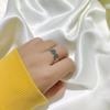 Anillo Europeo y Americano Electrochapado 925 Plata Antigua para Mujer, Moda Personalizada de Moda ins, Anillo de Boca Abierta de Moda, Celebridad de Internet, Anillo Simple Hip-Hop para Dedo Índice