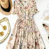 2025 Europeo y Americano Amazon Transfronterizo Verano Nuevo Mujer Talla Grande Casual Estampado Floral Tinta Botón Delantero