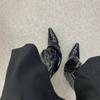 Botas de Cano Alto Estilo Novo 2023 para Mulheres, Botas de Cavaleiro de Salto Alto com Bico Fino, Botas Niche de Couro Envernizado para Calças