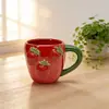 Copo de Água Personalizado com Relevo de Morango Transfronteiriço Copo de Morango Cerâmico Caneca Cerâmica Caneca de Café para Desktop Copo de Água Cerâmico