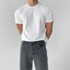 Camiseta Masculina Casual Lisa de Manga Curta Verão Fitness Esportes Marca Tendência Top Stretch Camiseta Pesada Amiga da Pele
